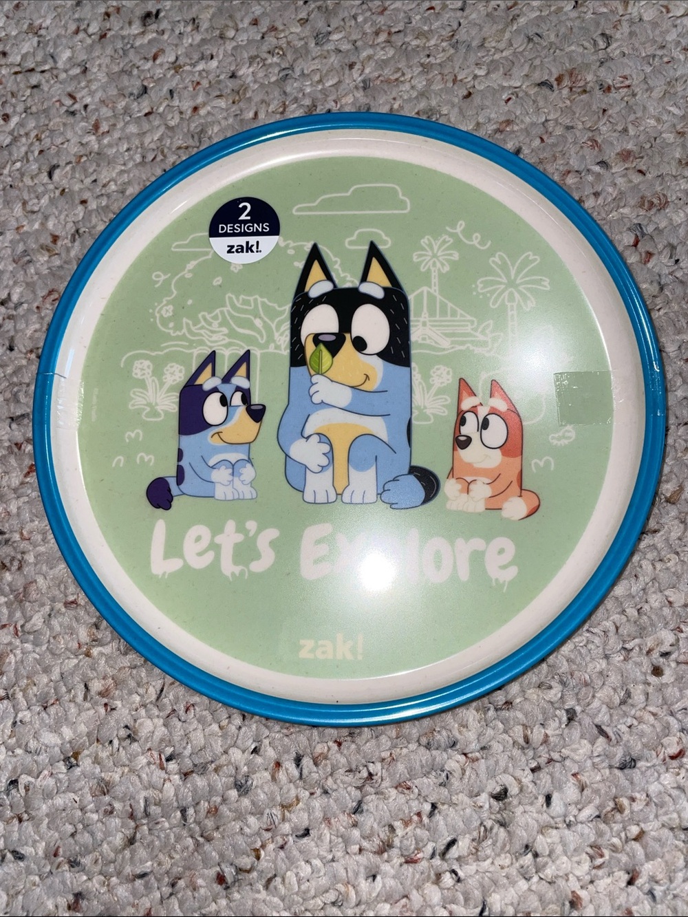 zak! Bluey 'Let's Explore' Blue Dinner Plate set
